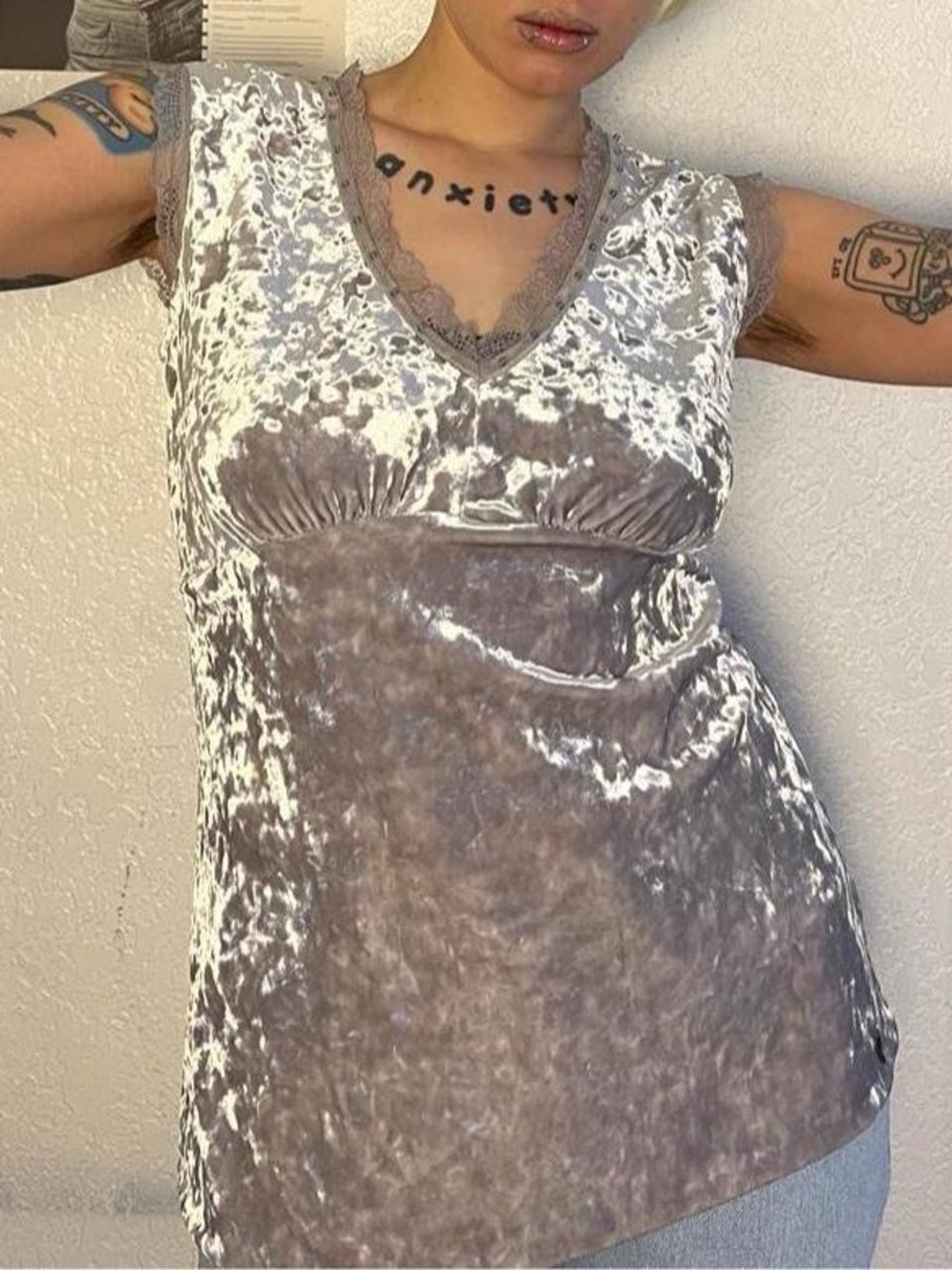 DKNY Crushed Velvet tank